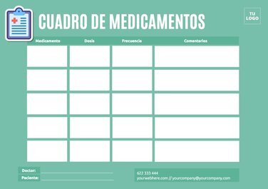 Tablas De Horarios De Medicamentos Editables Online