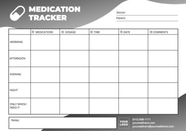 Editable templates to create medication trackers