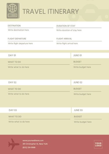 Free Travel Itinerary Templates to Edit and Print