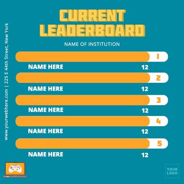 Customizable leaderboard design  Templates, Ranking, Colorful