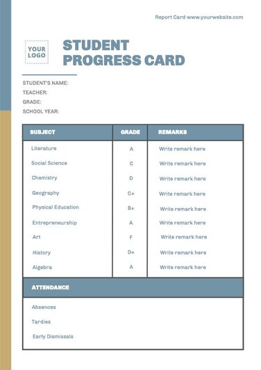 Customizable Student Report Card Templates