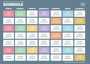 gym activities schedule online templates