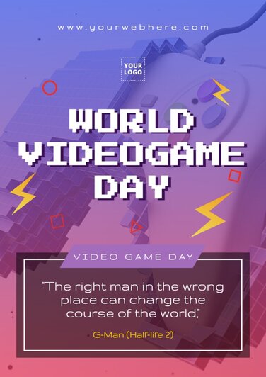 Editar um folheto sobre o Dia do Videogame