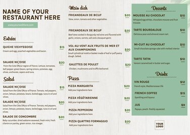 Edit a French menu