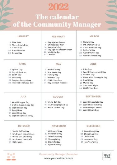 Personalize seu calendário de Community Manager