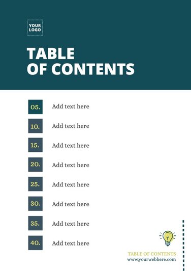 Table of Contents Design Templates