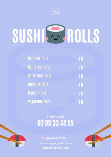 Éditer un menu de sushi