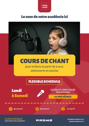 Modifier un modèle de prospectus de cours de musique