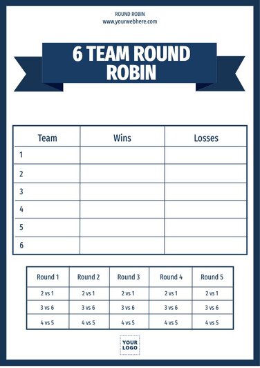 Printable Team Round Robin Tournament Bracket Team 46 OFF