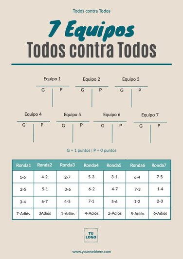 Plantillas De Torneos Todos Contra Todos (Round Robin)