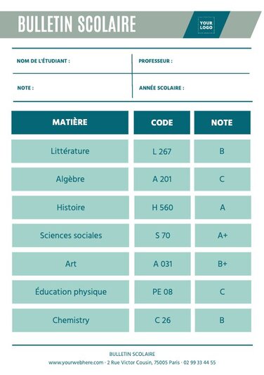 Mod les De Bulletins Scolaires Personnalisables