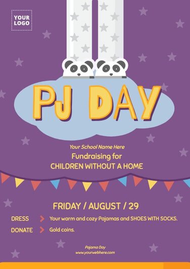 Editable Pajamas drive PJ party flyer sleepwear required 