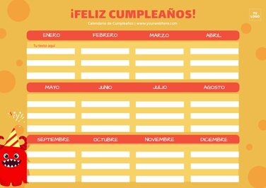 Edita un calendario para cumpleaños