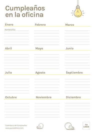 Edita un calendario para cumpleaños