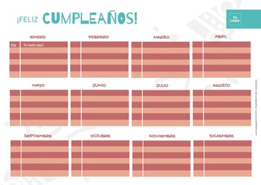 Edita un calendario para cumpleaños