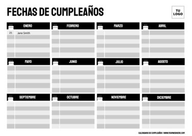Edita un calendario para cumpleaños