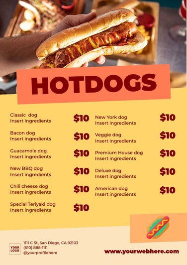 Editar um menu de hot dog