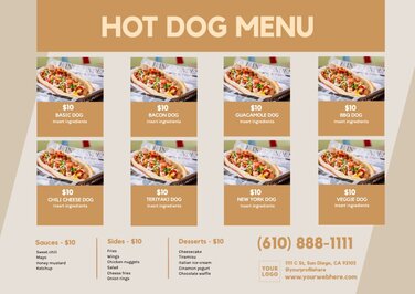 Editar um menu de hot dog