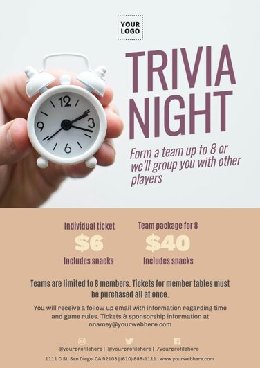 Edit a Trivia night flyer