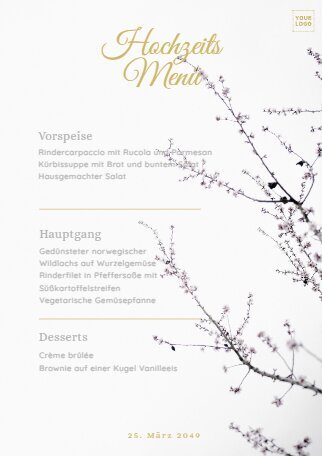 Bearbeite eine Hochzeitmenü Vorlage
