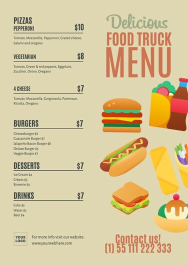 Edit a food truck template