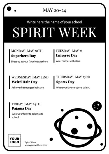 Free Editable Spirit Week Poster Templates