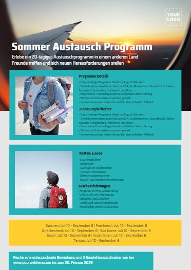 Bearbeite eine Designvorlage für ein Austauschprogramm