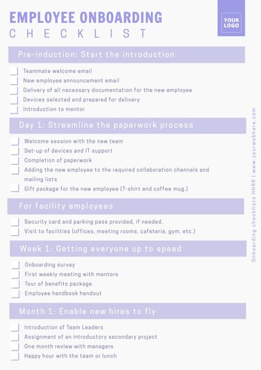 Editable New Hire Onboarding Checklist Templates