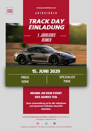 Bearbeite einen Flyer für Autorennen
