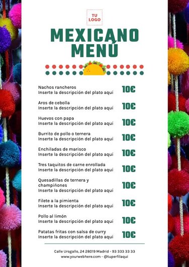 Edita un menú mexicano