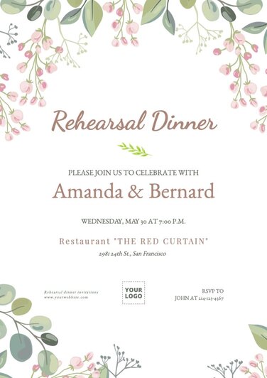 Edit a Rehearsal Dinner template