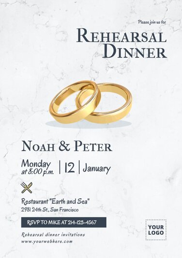 Edit a Rehearsal Dinner template