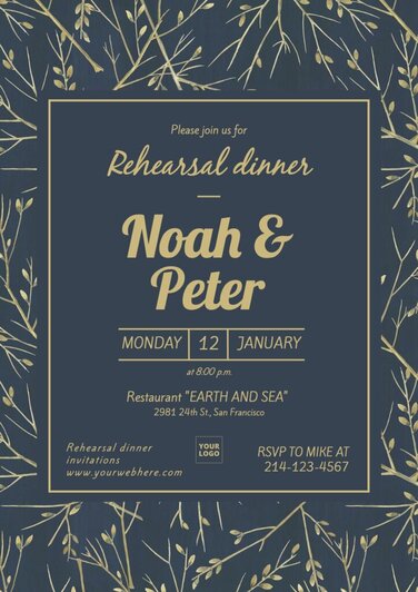 Edit a Rehearsal Dinner template