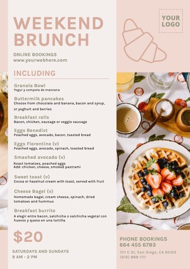 Editer un menu de brunch et de petit-déjeuner