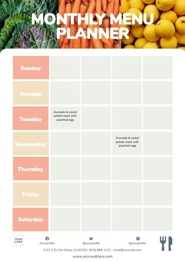 Modifier un plan de repas mensuel