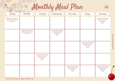 Edit a monthly meal plan