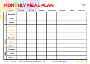Edytuj miesięczny plan posiłków