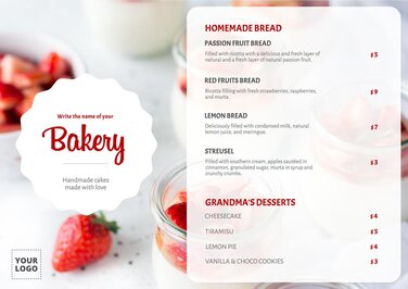 Edit a Pastry Menu template