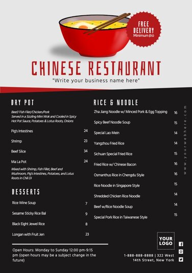 Edit a Chinese menu design
