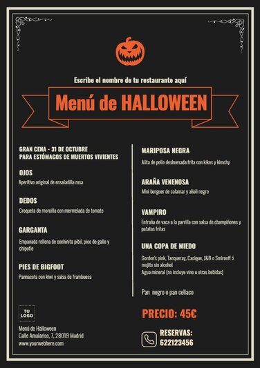 Edita un menú para halloween