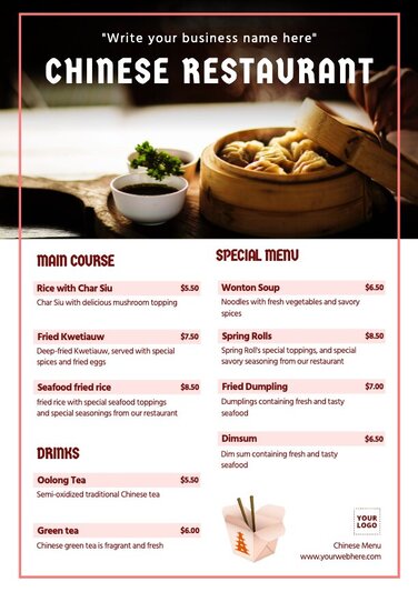 Edit a Chinese menu design