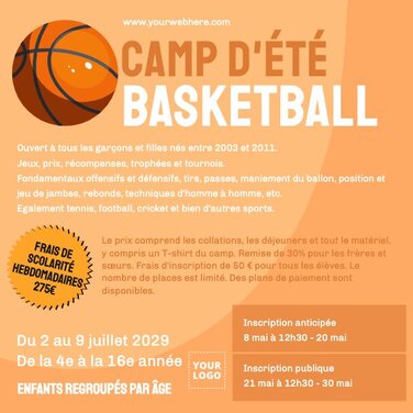 Personnalisez des modèles de basket-ball et créez des dépliants et des ...