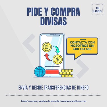 Edita un banner sobre cambio de moneda