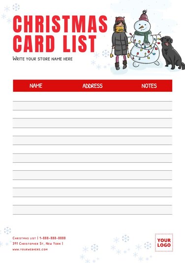 Edit a Christmas list layout