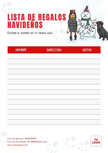 Crea una Lista de Compras Navideñas para tiendas