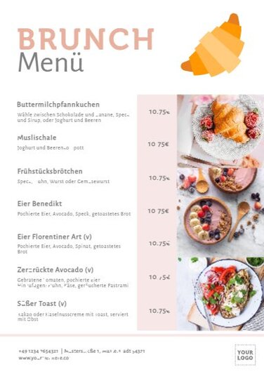 Bearbeite eine Frühstucks und Brunch Vorlage