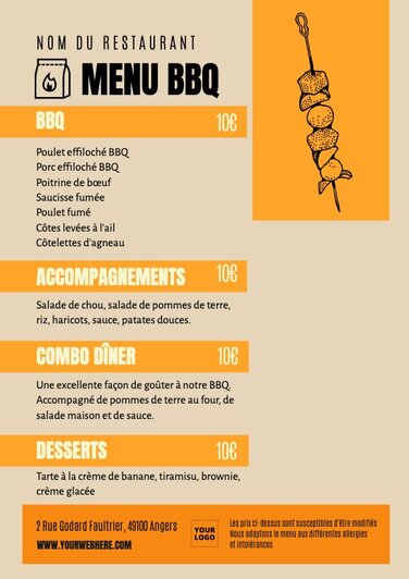 Modifier un menu BBQ