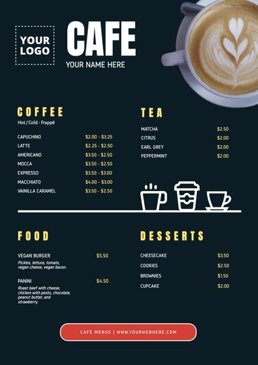 Edit a Cafe Menu design