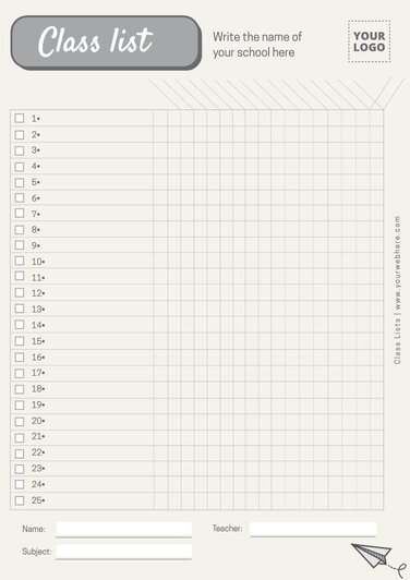 Free Editable Class List Templates