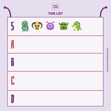 Customize and get this Hand-drawn Video Game Characters Tier List template